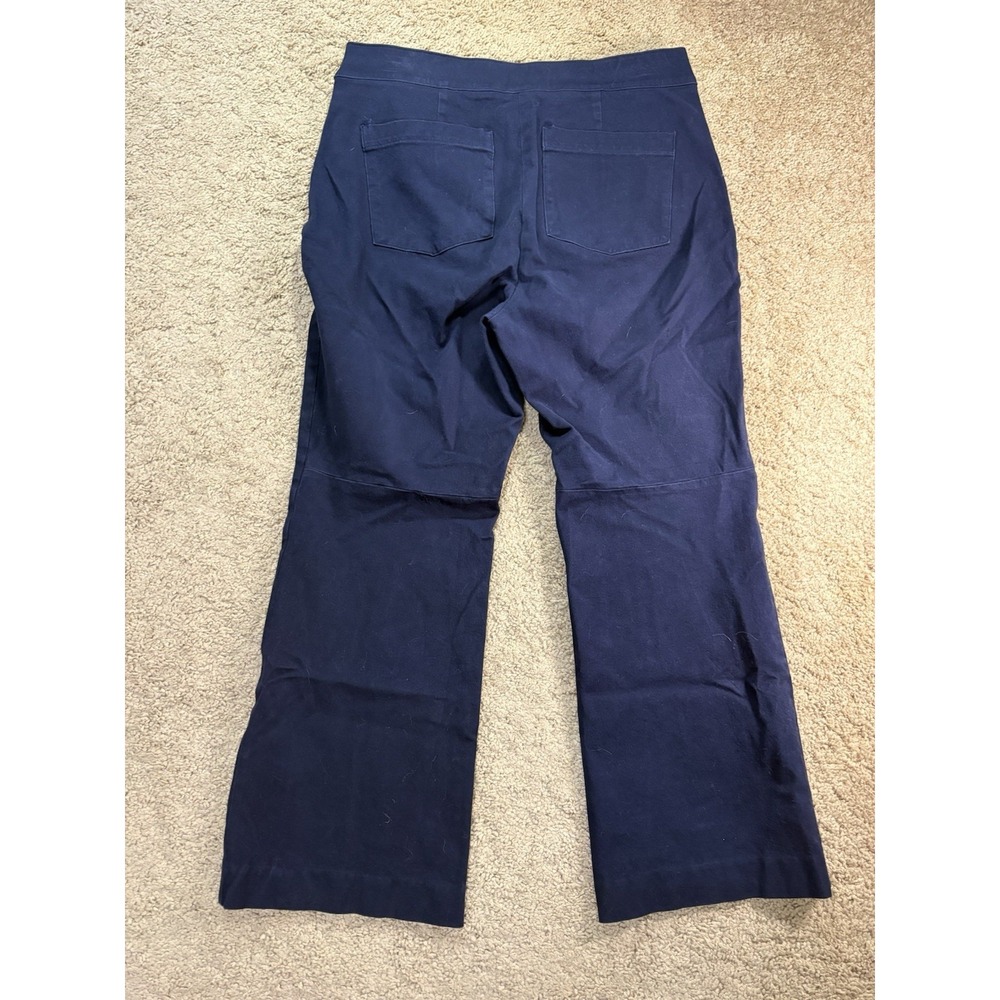 Spanx Polished Kick Flare Pants Women Large Navy Stretch Slash Pockets - Picture 10 of 10